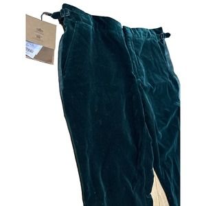 Burberry Dark Green Velvet Dress Pants